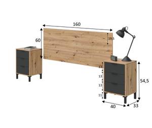 Chevet Birmingham Marron - Bois manufacturé - 160 x 3 x 60 cm