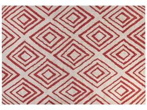 Tapis à poil long HASKOY Rouge - Blanc - Fibres naturelles - 160 x 160 x 230 cm