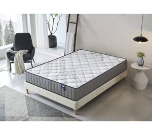 Bett + Naturlatexmatratze 160x200cm Weiß - Naturfaser - 160 x 44 x 200 cm