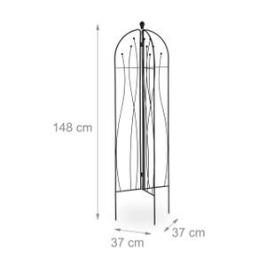 3-teilige Rankhilfe in Schwarz Schwarz - Metall - 37 x 148 x 37 cm