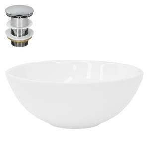 Waschbecken mit Ablaufgarnitur Weiß - Keramik - Metall - 28 x 12 x 28 cm