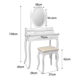 Schminktisch mit Hocker 75x140x40cm Weiß Weiß