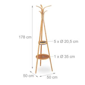 Garderobenständer Bambus mit Ablagen Braun - Grau - Bambus - Textil - 50 x 178 x 50 cm