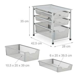 Schubladenregal mit 3 Korbauszügen Schwarz - Silber