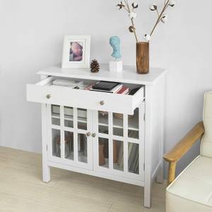 Buffet Commode FSB23-W Blanc - Bois manufacturé - 80 x 80 x 34 cm