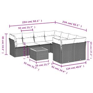 Gartensitzgruppe K4750(9-tlg) Schwarz - Massivholz - 69 x 62 x 62 cm