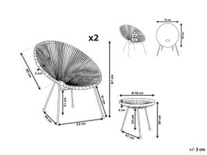 Bistro Set ACAPULCO 3-tlg Schwarz - Blau