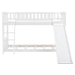 Etagenbett Kinderbett Jupitur Ⅲ Braun - Weiß - Holzwerkstoff - Metall - Massivholz - Holzart/Dekor - 96 x 133 x 208 cm