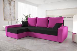 Ecksofa CHIEV Schwarz - Pink - Ecke davorstehend links