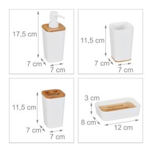Lot d'accessoires de salle de bain Marron - Blanc - Bambou - Matière plastique - 7 x 18 x 7 cm