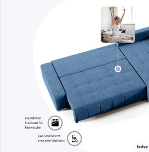 Ecksofa Dhaka L-form Rechts Blau - Ecke davorstehend rechts