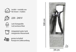 Led Gartenbrunnen FoCasal Grau - Kunststoff - 34 x 100 x 19 cm