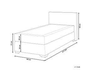 Boxspring Bett PRESIDENT Silber - Weiß - 99 x 92 x 211 cm - Kunstleder