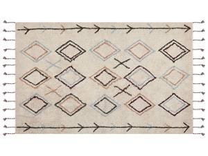 Tapis tressé CORUM Beige - Bleu - Marron - Rouge bourgogne - Crème - Vert - 140 x 140 x 200 cm