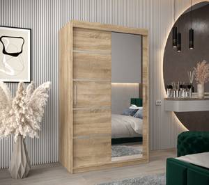 ARMOIRE À PORTES COULISSANTES VERONA 2 Gris miroir - Imitation chêne de Sonoma - Largeur : 120 cm