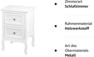Nachttisch Ilona Weiß - Holzwerkstoff - Metall - Massivholz