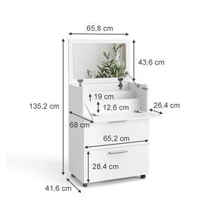 Schminktisch Hanna 41510 Weiß - Holzwerkstoff - 66 x 92 x 42 cm