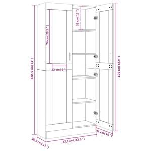 Vitrinenschrank 3005130-2 Eiche Grau Dekor - Höhe: 186 cm