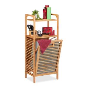 Etagère salle de bain corbeille à linge Marron - Gris - Bambou - Bois manufacturé - Textile - 40 x 95 x 30 cm