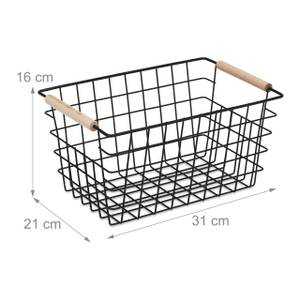 Drahtkorb mit Holzgriffen Schwarz - Hellbraun