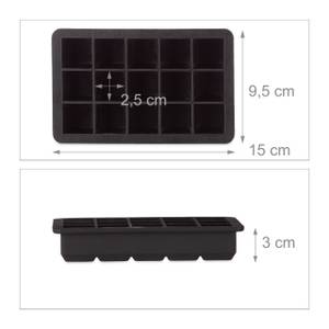 Bac à glaçons 2,5 cm en lot de 3 Noir - Matière plastique - 15 x 3 x 10 cm