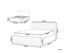 Lit double ROCHEFORT Bleu - Bleu marine - Largeur : 190 cm