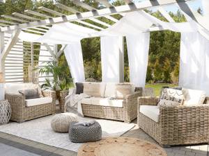 Lounge Set ARDEA 3-tlg Blau - Weiß - Rattan - 194 x 70 x 90 cm