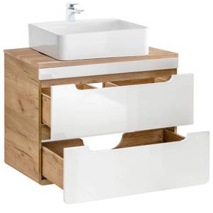 Waschbeckenschrank 80cm mit 50cm Becken Weiß - Holzwerkstoff - 81 x 75 x 48 cm