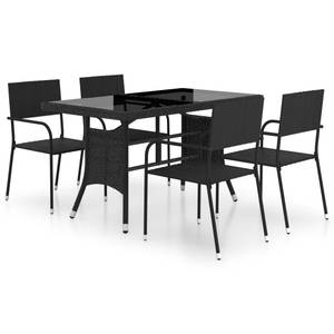 Salle à manger (lot de 5) 3009977-2 Noir - Métal - Polyrotin - 80 x 74 x 140 cm