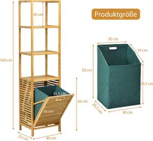 2 in 1 Badezimmerregal Braun - Bambus - 33 x 160 x 40 cm