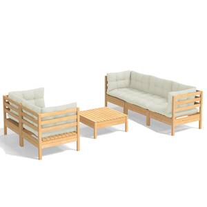 Garten-Lounge-Set (6-teilig) 3012396 Braun - Creme - Weiß