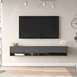 Meuble TV Laitila Anthracite - Imitation chêne foncé - Largeur : 180 cm