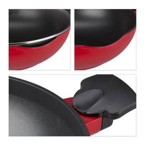 Poêle wok rouge avec couvercle Noir - Rouge - Verre - Métal - 57 x 16 x 32 cm