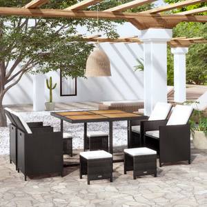 Garten-Essgruppe (9-teilig) 42530 Schwarz - Polyrattan - Holzart/Dekor - 109 x 74 x 109 cm