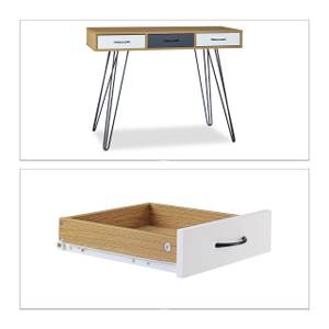 Designer Schreibtisch mit Schubladen Schwarz - Braun - Weiß - Holzwerkstoff - Metall - 100 x 75 x 50 cm
