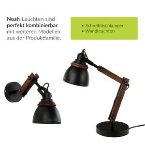 Lampe de table NOAH Noir - Blanc - Bois manufacturé - Métal - 12 x 52 x 52 cm