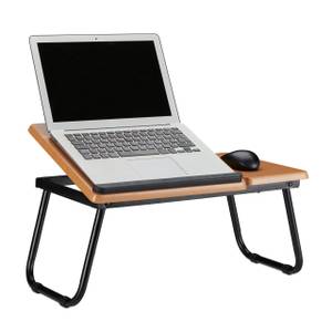 Laptoptisch mit neigbarer Arbeitsfläche Schwarz - Braun - Holzwerkstoff - Metall - 57 x 24 x 32 cm
