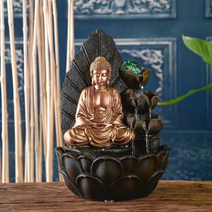 Zimmerbrunnen Buddha Hartha Braun - Kunststoff - 27 x 40 x 27 cm