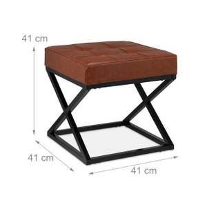 Sitzhocker mit Kunstleder Schwarz - Braun - Holzwerkstoff - Metall - Kunststoff - 41 x 41 x 41 cm