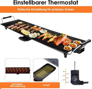 Elektrische Grillplatte Schwarz - Metall - 23 x 10 x 90 cm