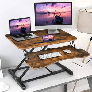 Sitz-Steh-Schreibtisch Tischaufsatz Braun - Holzwerkstoff - 64 x 51 x 80 cm