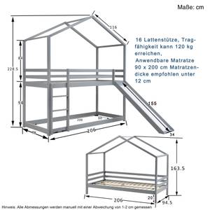Etagenbett Milou Grau