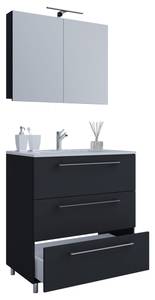 Badezimmerset Melville IV (3-teilig) Schwarz - Hochglanz Schwarz - Breite: 80 cm