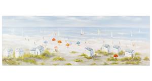 Tableau peint Brise de la Mer du Nord Bleu - Bois massif - Textile - 150 x 50 x 4 cm