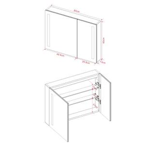 LED Spiegelschrank Silber - Glas - 80 x 60 x 13 cm