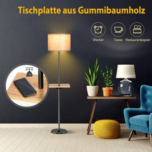 Stehlampe mit Tablett Braun - Holzwerkstoff - 23 x 153 x 23 cm