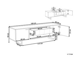 Meuble TV BOISO Noir - Marron - Bois manufacturé - 160 x 50 x 40 cm