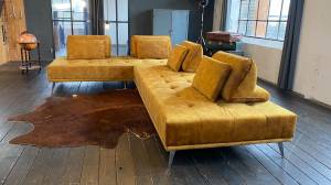 Ecksofa WIOLO Modulsofa Velvet Gold - Textil - 350 x 80 x 240 cm