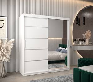 ARMOIRE À PORTES COULISSANTES VERONA 2 Gris miroir - Blanc - Largeur : 180 cm