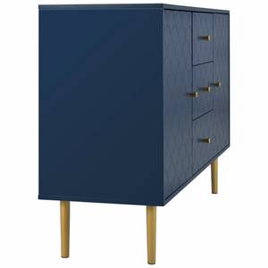 Sideboard OzeanⅢ Blau - Holzwerkstoff - Metall - Massivholz - 40 x 82 x 120 cm